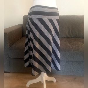 Navy and White Striped Skirt
